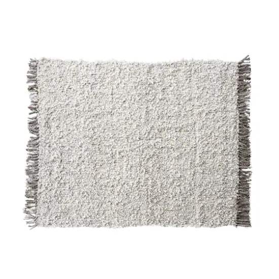 Hello Honey&reg; 60" x 50" Natural & Gray M&eacute;lange Cozy Haven Wool Blend Shag Throw {1}
