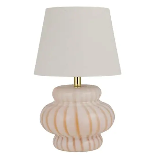 Hello Honey® 18.5" Yellow & Cream Striped Hand-Blown Art Glass Table Lamp {7}