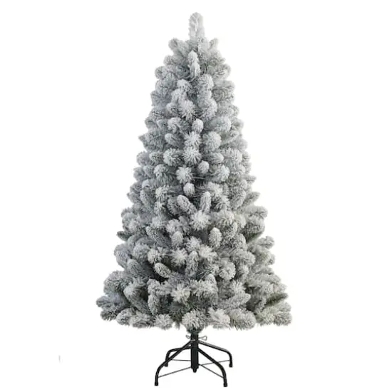 4.5ft. Unlit Flocked Virginia Pine Artificial Christmas Tree {1}