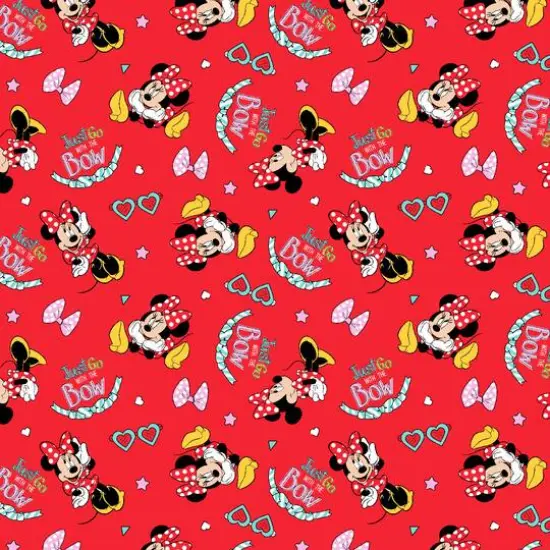 Disney&reg; Minnie Mouse Red Go With The Bow Knit Fabric {1}