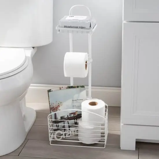 Bath Bliss Ellipse Collection White Adjustable Bathroom Organizer {3}