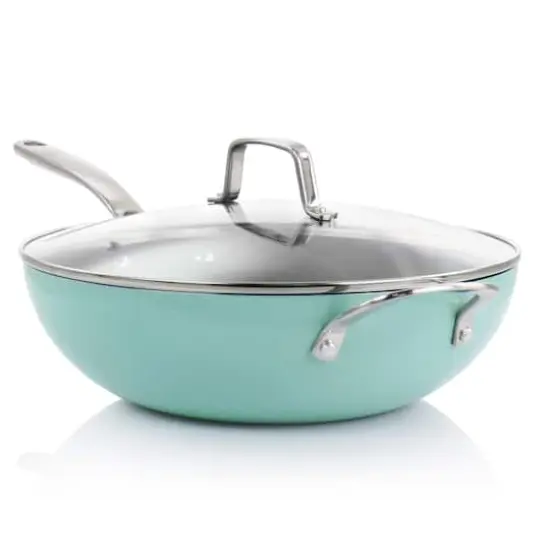 Martha Stewart 12" Turquoise Aluminum Nonstick Essential Pan With Lid {3}