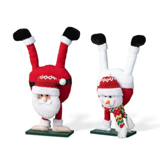 Glitzhome&reg; Upside Down Fabric Santa & Snowman Table D&eacute;cor Set {1}