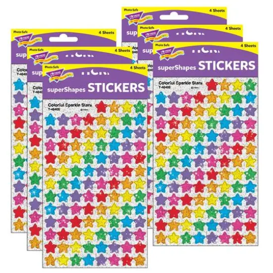 Trend Enterprises&reg; Colorful Sparkle Stars superShapes Stickers, 6 Packs of 400ct. {1}
