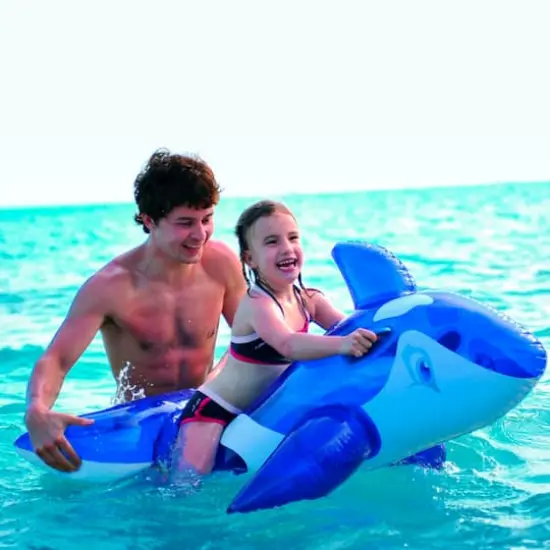 57" Blue & White Whale Ride-On Pool Float {3}