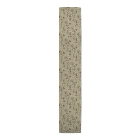 90" Pinecones & Greenery Cotton Twill Runner {4}