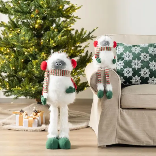 Glitzhome&reg; 29"H Christmas Fabric Yeti With Telescoping Legs {3}