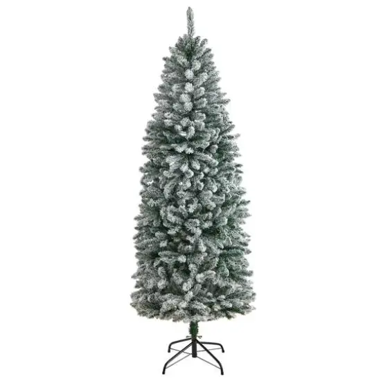 6ft. Unlit Slim Flocked Montreal Fir Artificial Christmas Tree {1}