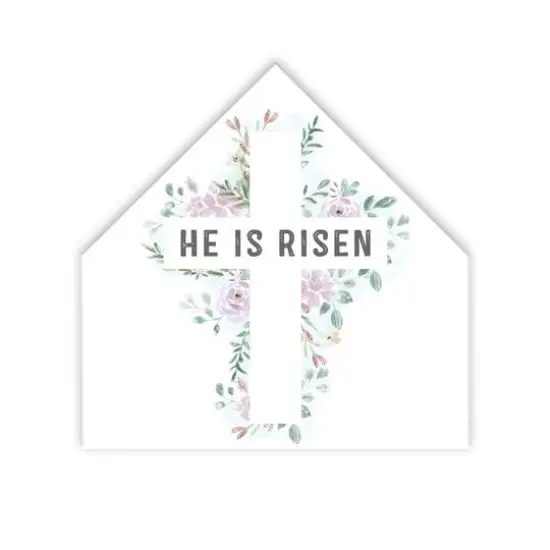 Watercolor Floral Cross 12" x 12" House Shaped Canvas {1}
