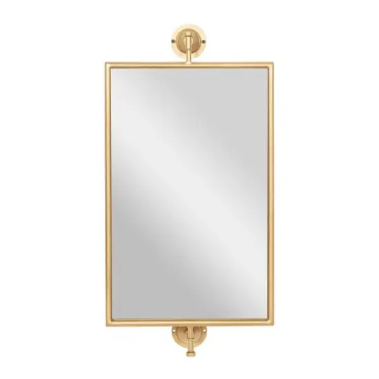 28" Rectangle Wood Wall Mirror Gold {1}