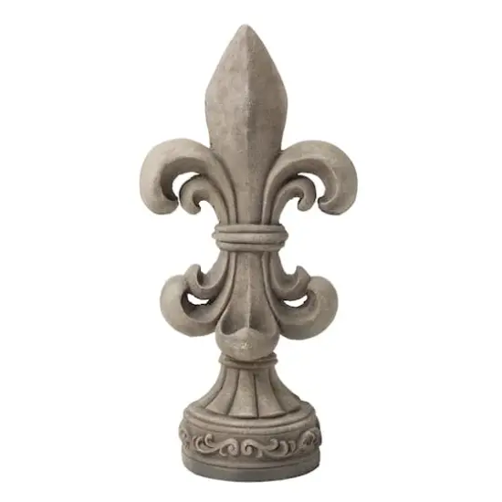 Glitzhome&reg; 27" Standing Fleur-de-Lis Garden Statue Concrete {1}