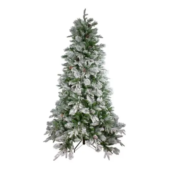 6.5ft. Unlit Flocked Rosemary Emerald Angel Pine Medium Artificial Christmas Tree {1}