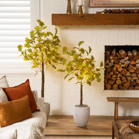 4ft. Pre-Lit Green Autumn Oak Artificial Fall Tree with 150 Warm White LED Lights {10}