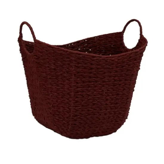 Household Essentials 17.5" Woven Paper Rope Basket with Handles Red {1}