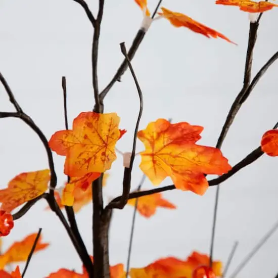 5ft. Pre-Lit Minimalist Autumn Maple Artificial Fall Tree with 96 LED Warm White & Orange Pumpkin Shaped Lights {4}