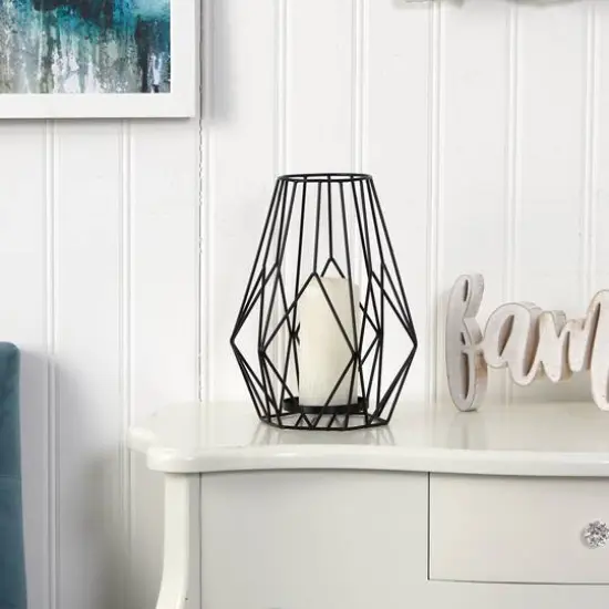 13" Geometric Black Metal Wire Votive Tea Lantern Candle Holder {4}