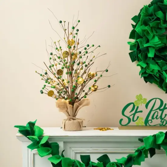 Glitzhome&reg; 21" Lighted St. Patrick's Gold Coin Table Tree {4}