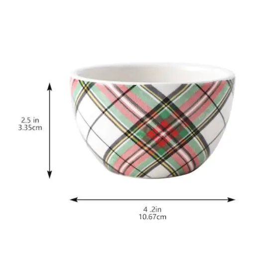 4" Green & Red Plaid Ceramic Bowl by Ashland&reg; {5}