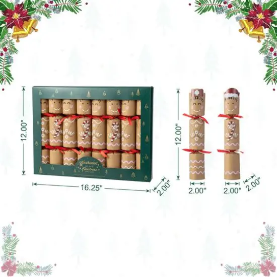 Glitzhome&reg; 8PK 2"D x 12"H Gingerbread Man Christmas Party Crackers with Gift Contents {9}