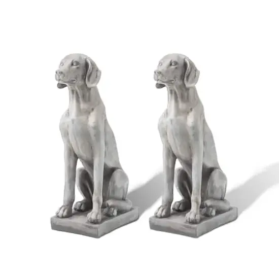 Glitzhome&reg; 28.25" Light Gray Sitting Labrador Retriever Dog Statues, 2ct. {1}