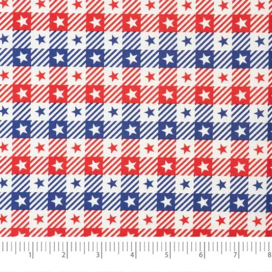 SINGER Gingham Patriotic Stars Cotton Fabric {4}