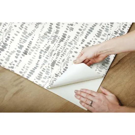 RoomMates Dotted Line Peel & Stick Wallpaper Gray and White {10}