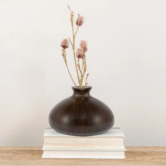 Hello Honey&reg; 5" Espresso Finish Decorative Paulownia Wood Vase {3}
