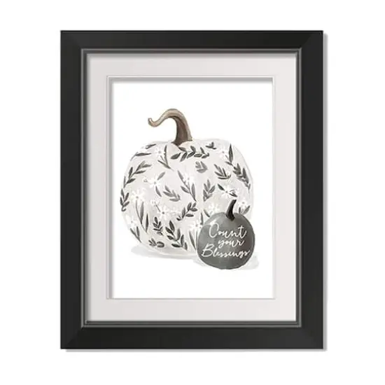 White Pumpkin Black Framed Print Wall Art {1}