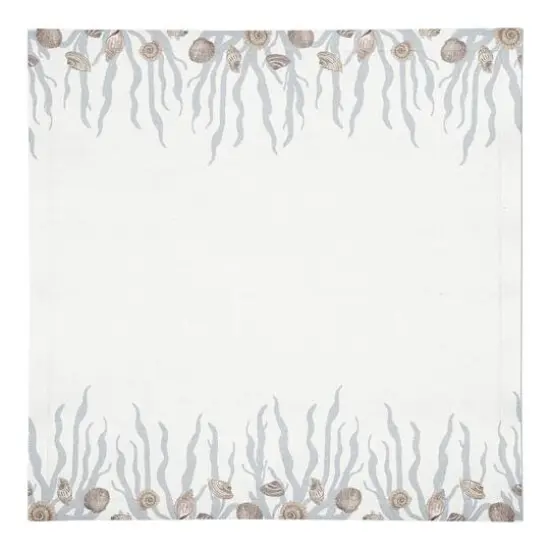 Shell & Coral Border Cotton Twill Napkin Blush/Blue/White {1}