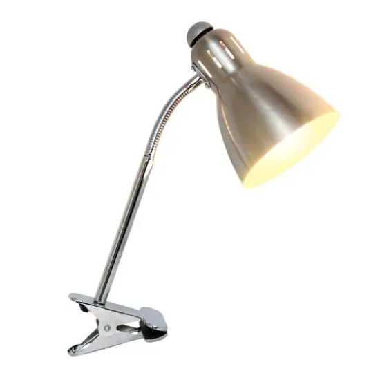 Simple Designs&trade; 15.5" Brush Nickel Adjustable Clip Light Desk Lamp {5}