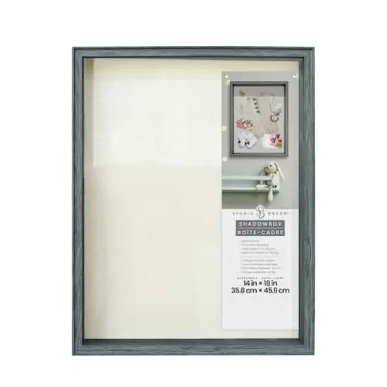 14" x 18" Gray Wood Grain Shadow Box by Studio D&eacute;cor&reg; {1}