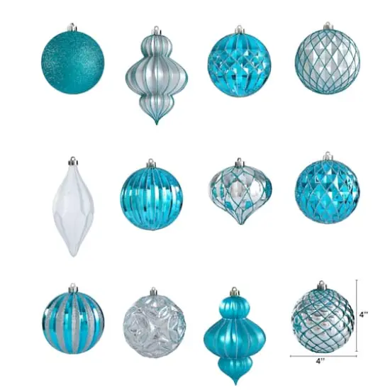 12ct. 4" Blue & Silver Shatterproof Luxe Ornament Set {3}