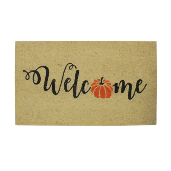 Orange Pumpkin "Welcome" Fall Harvest Doormat {1}