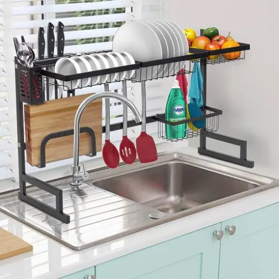 Sorbus 34.25" Over-The-Sink Dish Drying Rack Black {5}