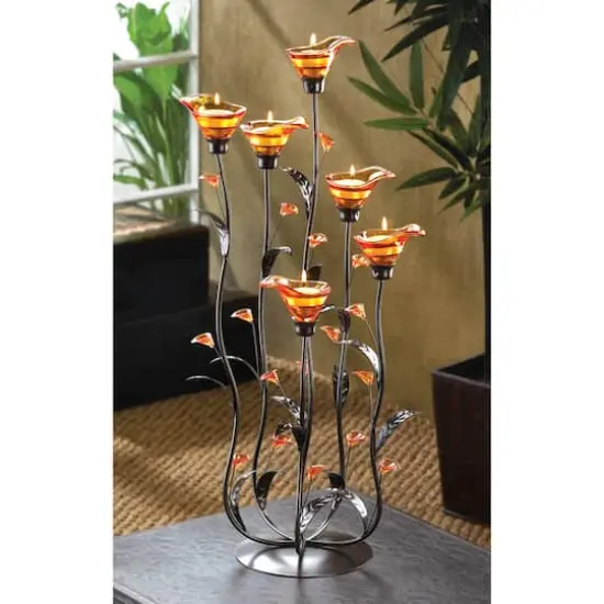 24" Amber Calla Lily Candle Holder {3}
