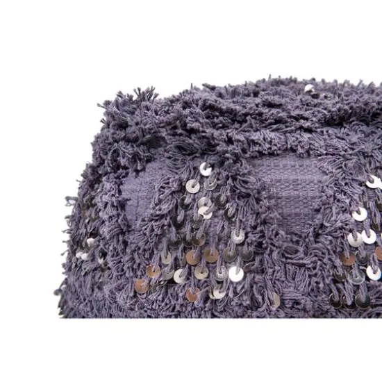 Hello Honey&reg; 16" Square Moroccan Wedding Quilt Pouf with Fringe & Sequins {4}