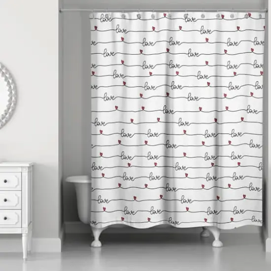 Love Script Pattern 71" x 74" Shower Curtain {1}