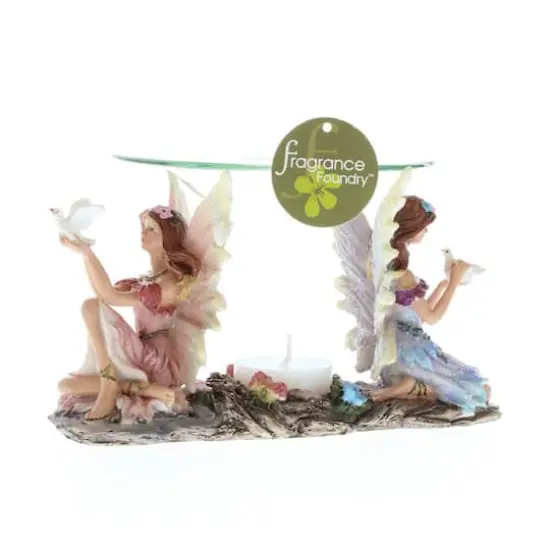 4" Magical Twin Fairies Candle Oil Warmer {3}