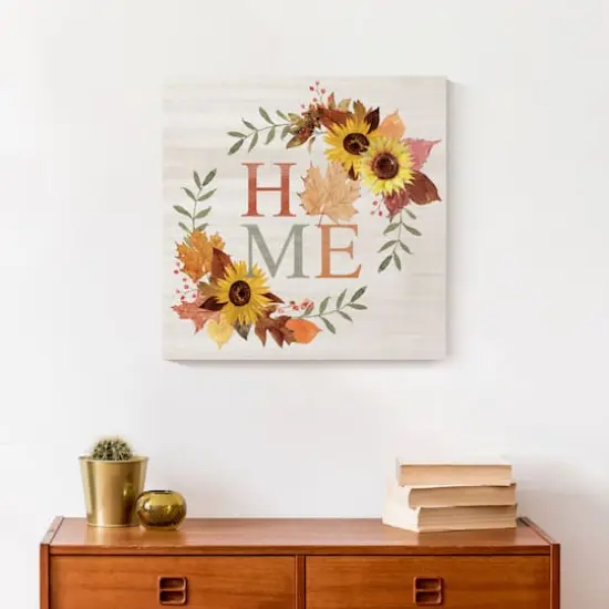 Autumn Home Wreath Canvas Wall Art {5}