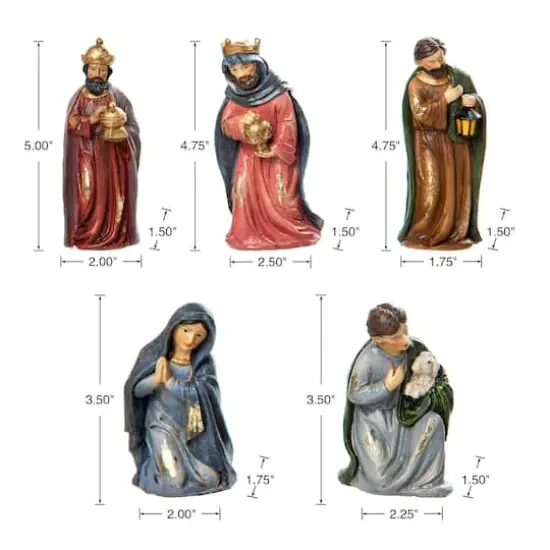 Glitzhome&reg; Multicolor Resin Nativity Figurine Set {7}