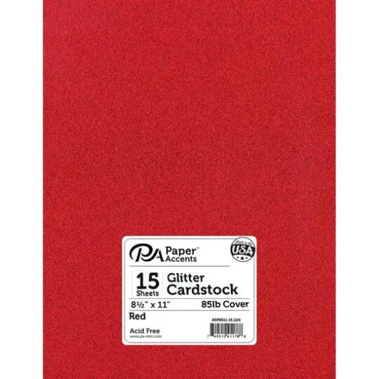 PA Paper™ Accents Glitter 8.5" x 11" Cardstock, 15 Sheets Red {1}