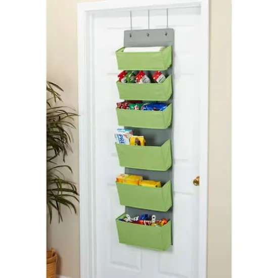 Household Essentials 4.7ft. 6-Pocket Over the Door Pocket Organizer Green {3}