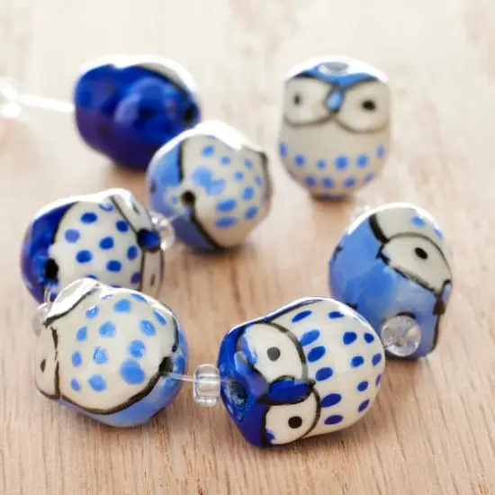 Blue Mix Ceramic Owl Beads, 15mm by Bead Landing&trade; {3}
