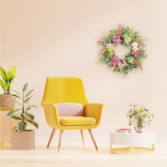 26" Artificial Hydrangea & Dogwood Floral Spring Wreath {5}