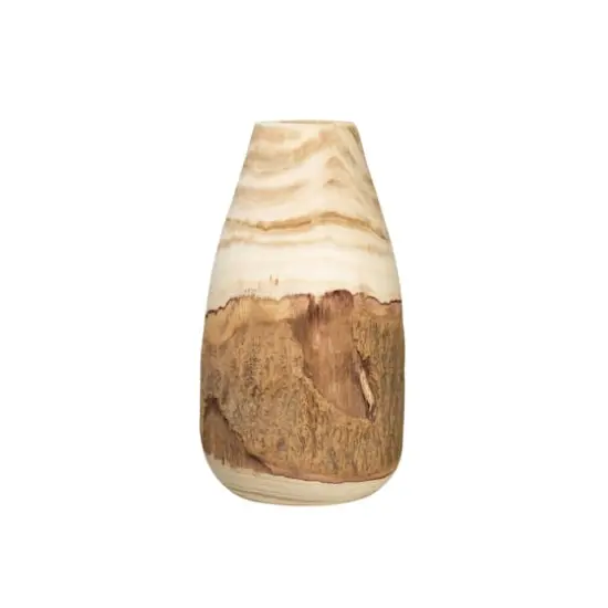 Hello Honey® 13" Carved Paulownia Wood Vase with Live Edge {1}