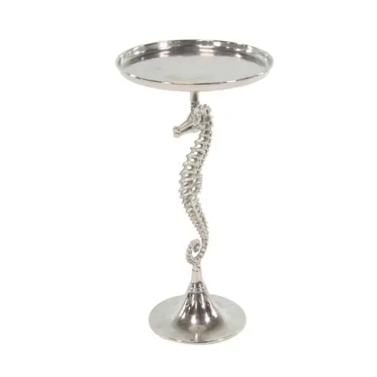 Silver Aluminum Coastal Accent Table {3}