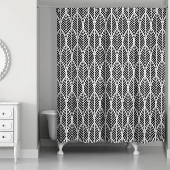 Leaf Shower Curtain Black {1}