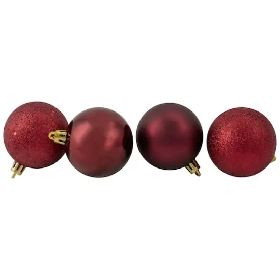 24ct Shatterproof 2.5" 4-Finish Ball Ornament, Burgundy {4}