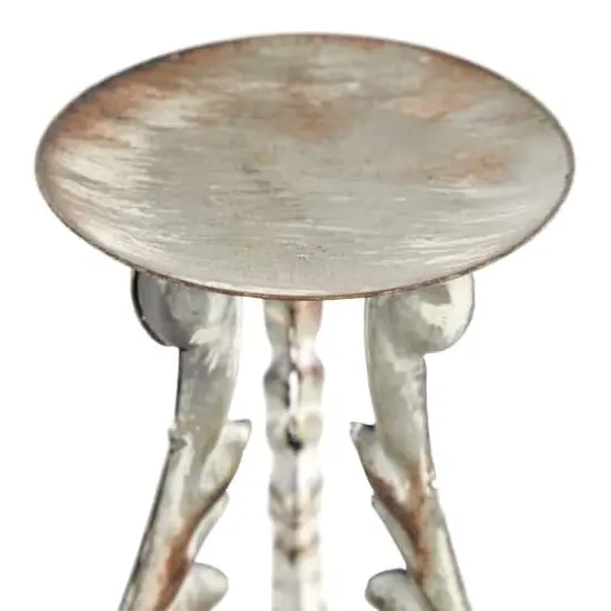 Silver Metal Vintage Candle Holder Set {4}