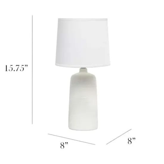 Simple Designs 16" Textured Linear Ceramic Table Lamp Off White {4}